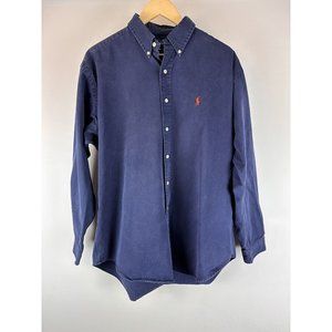 RALPH LAUREN Men’s Navy Cotton Twill Casual Blake Shirt Size L